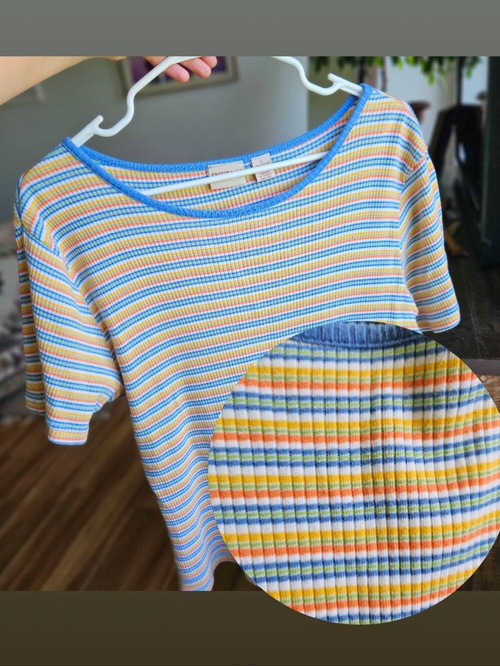 Vintage Cotton Ribbed Stripped Tee